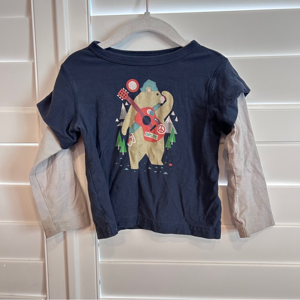 Tea Collection Bear Print Rock and Roll Long Sleeves Tee Shirt 18-24 months